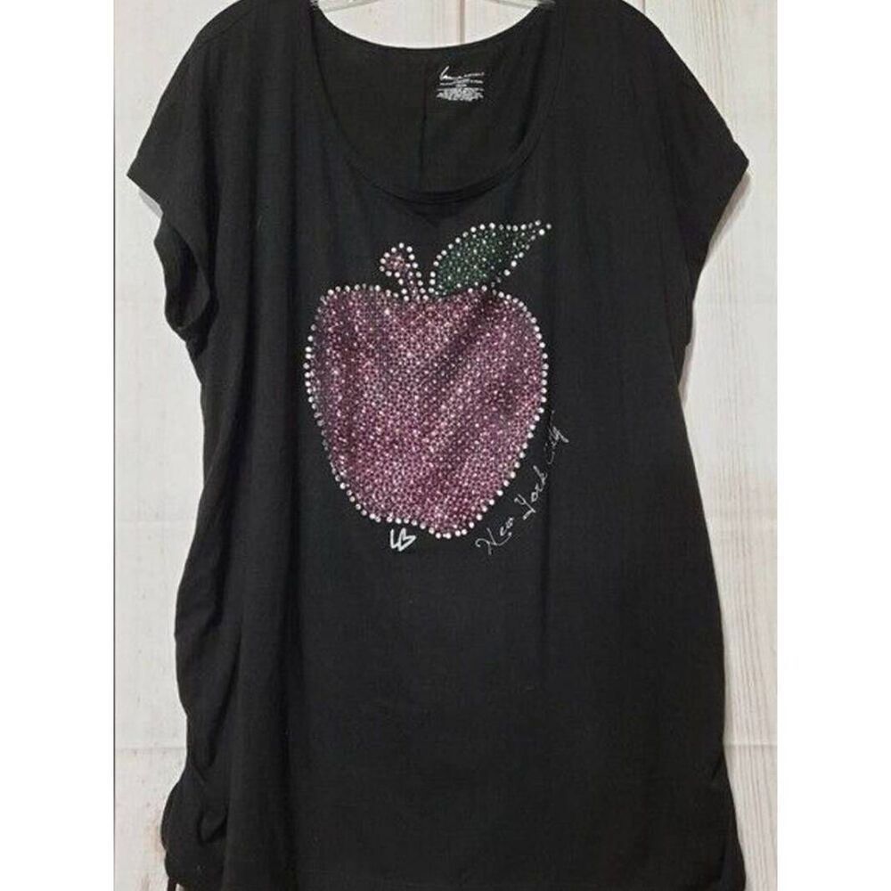 Lane Bryant Tshirt Ladies 22 Black Short Sleeve Scoop Neck Big Apple New York Ci